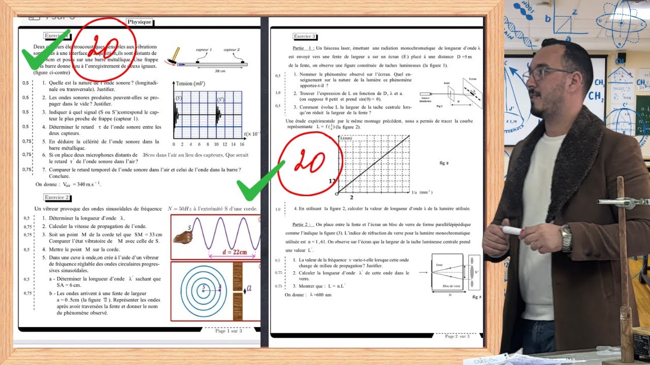 تصحيح  الفرض رقم 1 الدورة الأولى  خدم هاد الفرض ديال 20/20. Contrôle 1 S1 : Les Ondes & Suivi