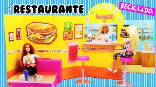🍔🍟Como hacer Mini RESTAURANTE para MUÑECAS Barbie RECICLANDO!! MANUALIDADES PARA MUÑECAS
