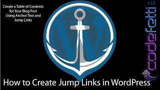 how to create jump links in wordpress