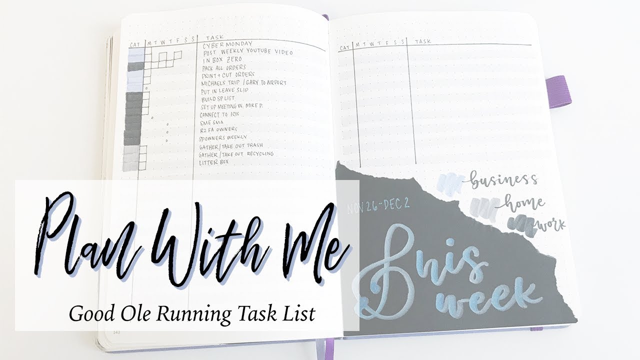 Weekly Bullet Journal Plan With Me | Setting Up A Running Task List -  Youtube