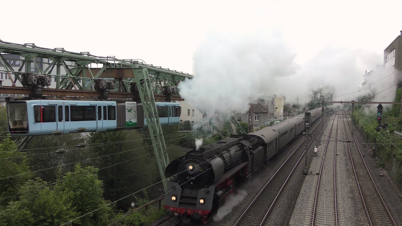 01 519 trifft Schwebebahn | Schnellzugdampf an Ennepe und Wupper (HD)