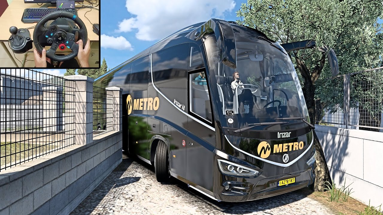 Realistic Bus driving through tight roads of southern greece | Bus simulator | Logitech G29 Setup