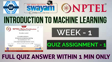Introduction to Machine Learning - NPTEL || Week 1 Quiz Assignment ||