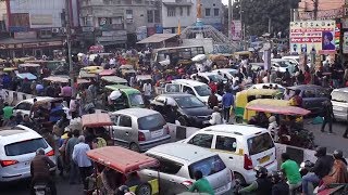 Daily life in India: Chaotic Traffic of Old Delhi, India