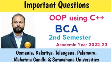 OOP using C++ | Important Questions 2023 | BCA 2nd Semester | Degree | OU KU PU TU MGU SU