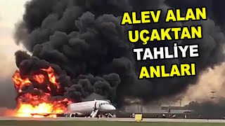 Şeremetyevo Havalimanı'nda alev alan Aeroflot uçağından tahliye anları.. Resimi