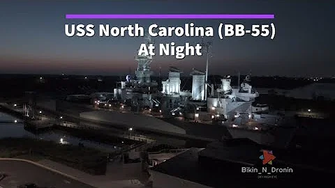 USS North Carolina (BB-55) At Night