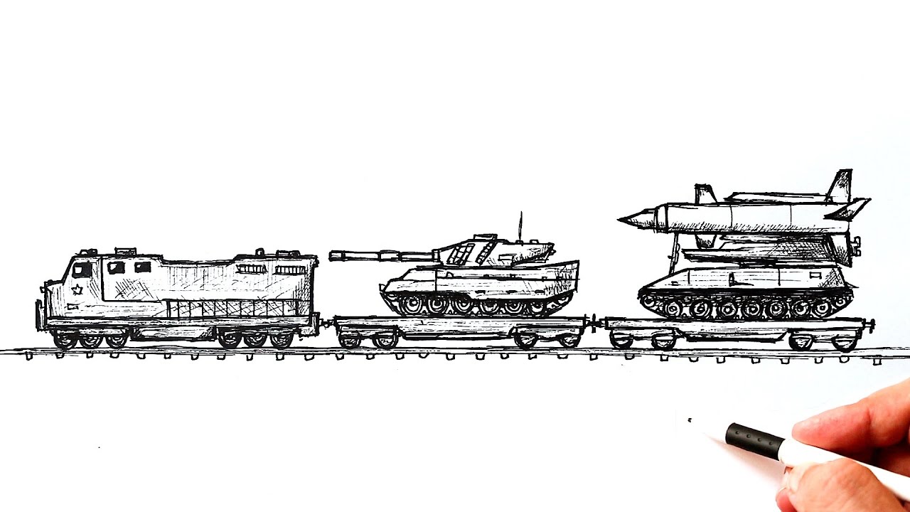 How to draw a Military vehicles on a Train