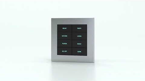 8-fold pushbutton with backlit text/symbols and proximity sensor