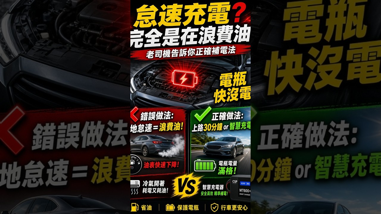 原地怠速一小時,電瓶真的充得飽嗎?真相曝光#汽車知識 #電瓶充電 #汽車保養 #愛車日常 #老司機 #開車小撇步 #車輛維護 #汽車電瓶 #用車知識 #Shorts 縮圖