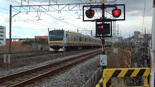 【4K】E233系8500番台団体臨時列車に伴う下り回送列車 N36編成　東海道貨物線　須賀道踏切【南武線】