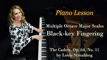 Hoe je grote toonladders speelt (B F# Bb Eb Ab Db): vingerzetting op de zwarte toets; demo: Strea...