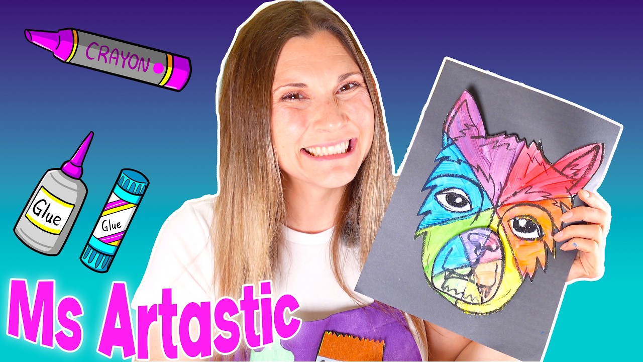 Color Wheel Wolf Art Project for Kids | Grade 4 Color Theory Art Lesson