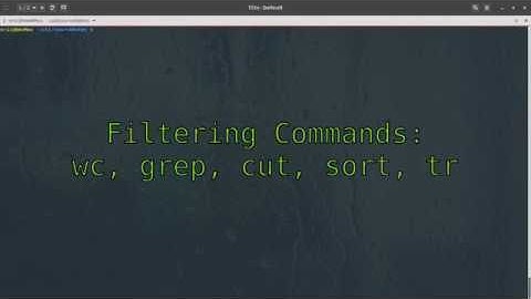 ULI101 Lecture 5A -- Filter Commands