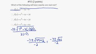 Algebra 2 Unit 2B Test solutions