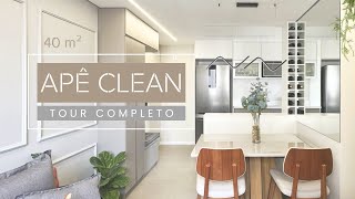 TOUR APARTAMENTO CLEAN - 40 m2 - TONS NEUTROS E MUITA ILUMINAÇÃO - REFORMA COMPLETA