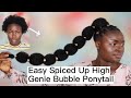 Easy Spiced Up High Genie Bubble Ponytail On Short 4C Natural Hair | Criss Cross Rubberband tutorial