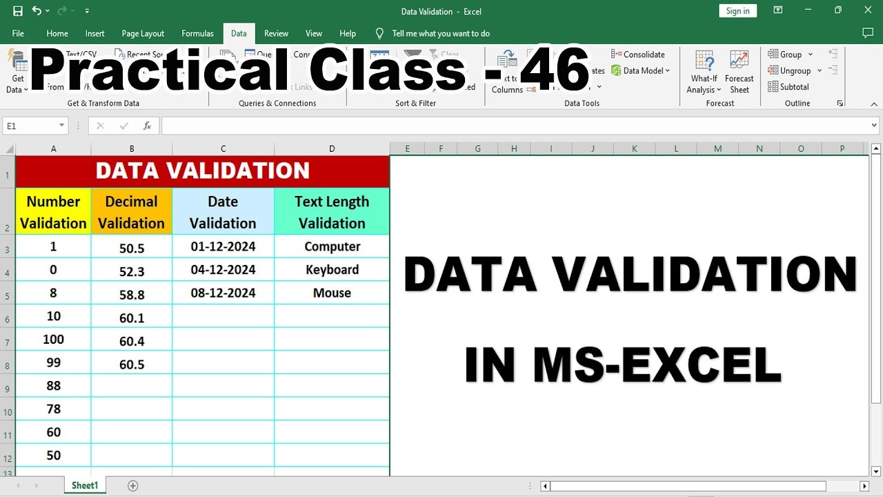 How to Use Data Validation in MS Excel in Kannada | | How to Apply Data ...