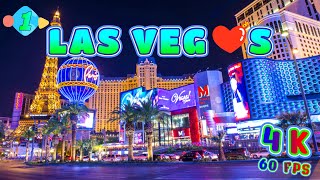 Las Vegas Strip Night Walk Part 1/3, Nevada USA 4K-UHD