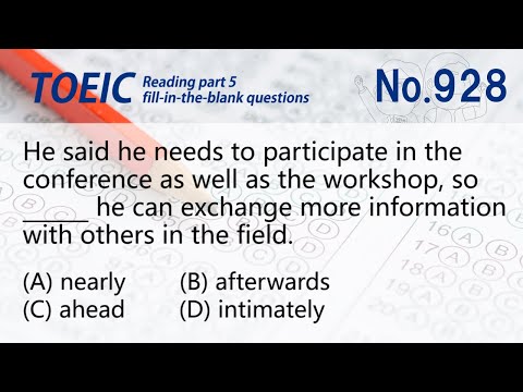 #928 TOEIC リーディングセクション PART5 穴埋め練習問題