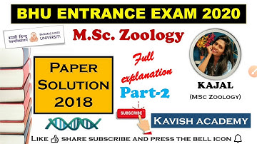 BHU MSc Zoology 2018 entrance exam question paper solution Part-2