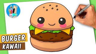Cómo Dibujar Una Hamburguesa Kawaii - Fácil Paso A Paso