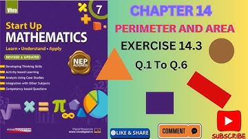 class 7 Startup Mathematics Chapter 14 Exercise 14.3 Perimeter And Area #vivaeducation