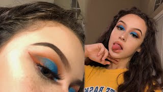 BLUE & ORANGE CUT CREASE EYE TUTORIAL / collab