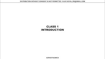 Aerodynamics Class 1 Introduction