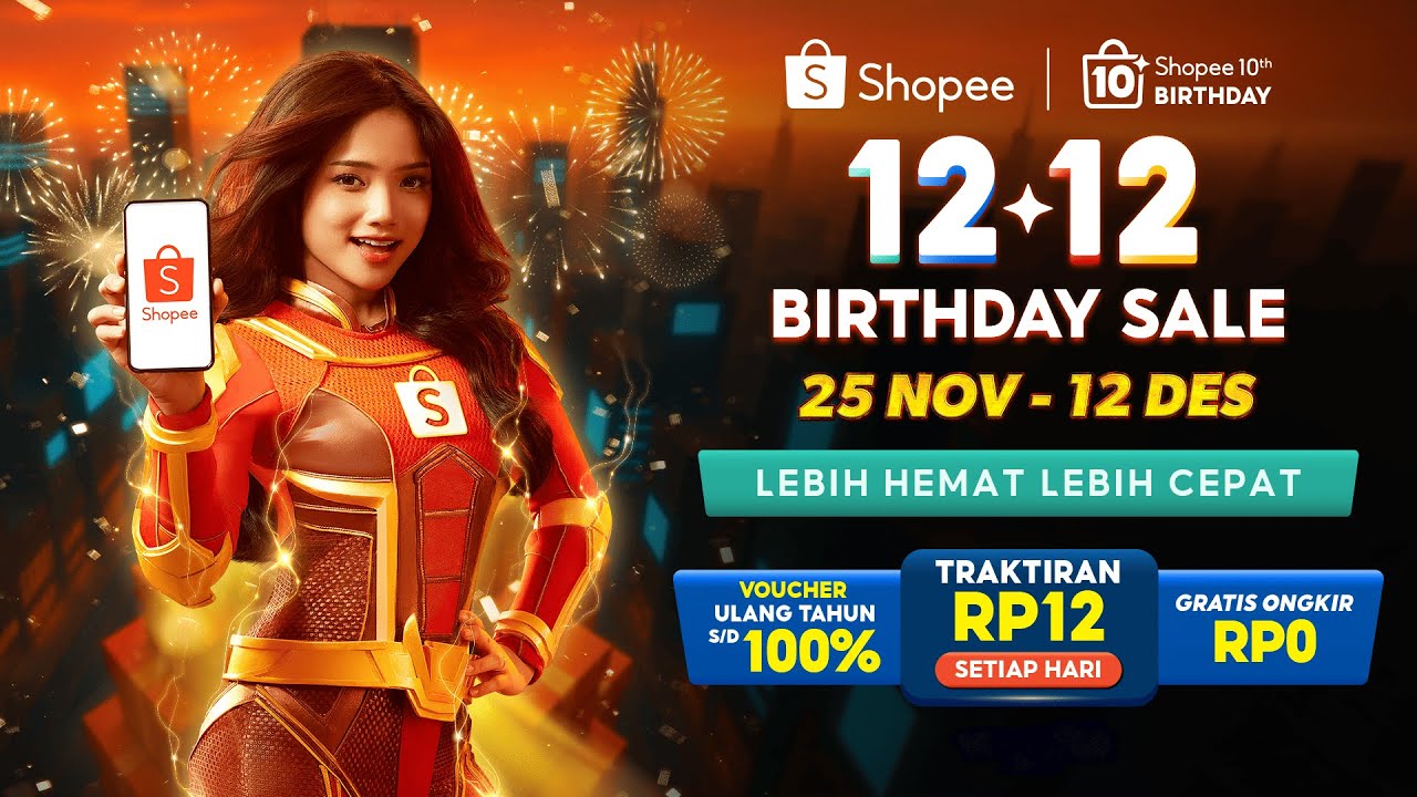 Shopee 12.12 Birthday Sale | 25 Nov - 12 Des, Ada Traktiran RP12 Setiap Hari!