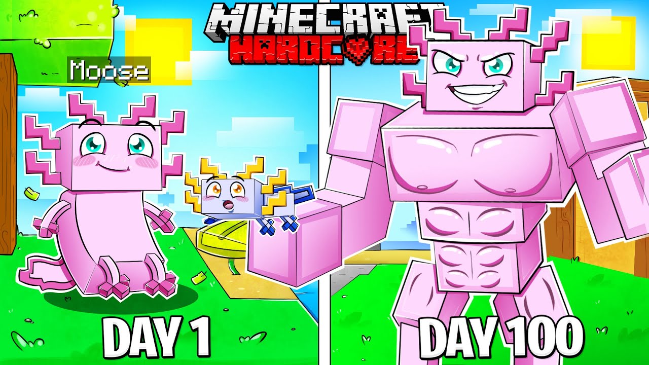 I Survived 100 Days as a AXOLOTL in HARDCORE Minecraft! - YouTube