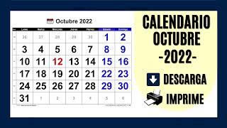CALENDARIO OCTUBRE 2022 - PARA IMPRIMIR Y DESCARGAR [GRATIS!!]