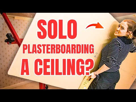 I tried plasterboarding my ceiling solo, but found DIY Youtubers are LYING to you! thumbnail
