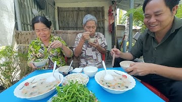 Ăn Cháo Cá Lóc Ở Chòi Mới Nhánh Sông Quê – Ngắm Vườn Rau Mát Rượi