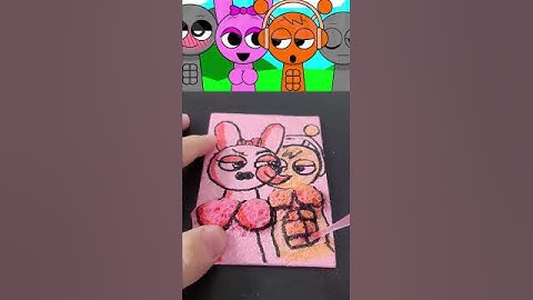 I drew a Sinner Edition But Pinki x Oren Kiss from Sprunki using Water Floating Marker #sprunki