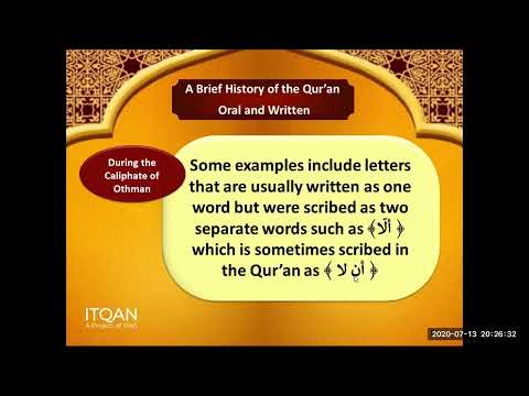History of the Quran Class 5 - Part 2 of 8  ITQAN Summer 2020