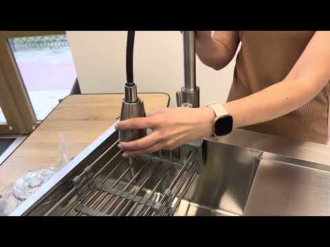 Кухонна мийка Lidz H6350L ліва 3,0/1,0 мм Brush і змішувач для кухні Aria 015FL з висувним виливом, Lidz, відео 1