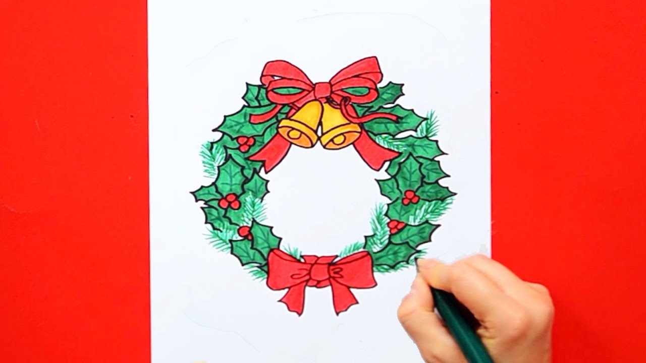 How to draw Christmas holly 