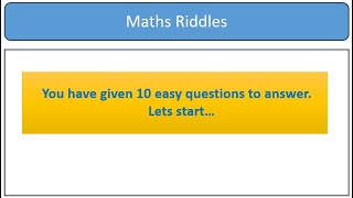 10 Easy Maths Riddles that boost your thinking  skills |  Primary Maths | Maths puzzle Episode 1