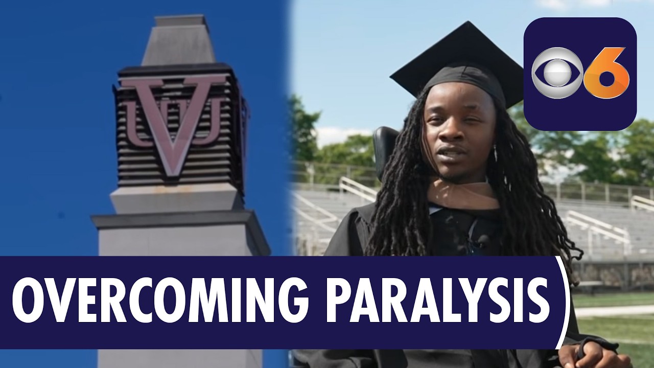 Paralyzed college grad walks across graduation stage - YouTube