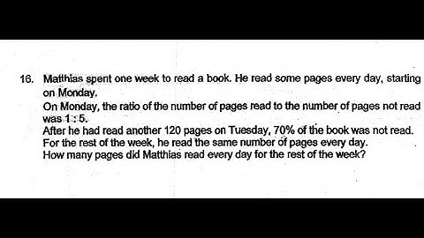 P6 2019 CHIJ Prelims Q16 - Ratio Percentage | Matthias read book pages week | PSLE Maths