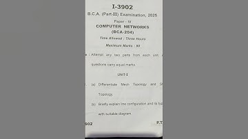 🤠 BCA-2 COMPUTER NETWORK ||question paper 2025 || 💫#computer #network  #shorts #parsu #paper #2025✨