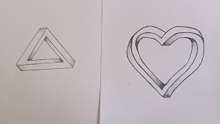 طريقة رسم مثلث وقلب ثلاثي الأبعاد comment dessiner un triangle et un coeur 3d