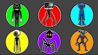 Spin Wheel Monster !! Siren Head vs Eye Ball Head vs Pipe Head vs Tv Head vs Cartoon Cat ...