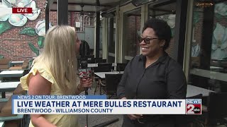 Shelby Mac gives forecast from Mere Bulles in Brentwood