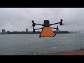Drone delivers package to inland vessel in port of Rotterdam