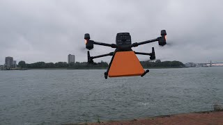 Drone delivers package to inland vessel in port of Rotterdam Update