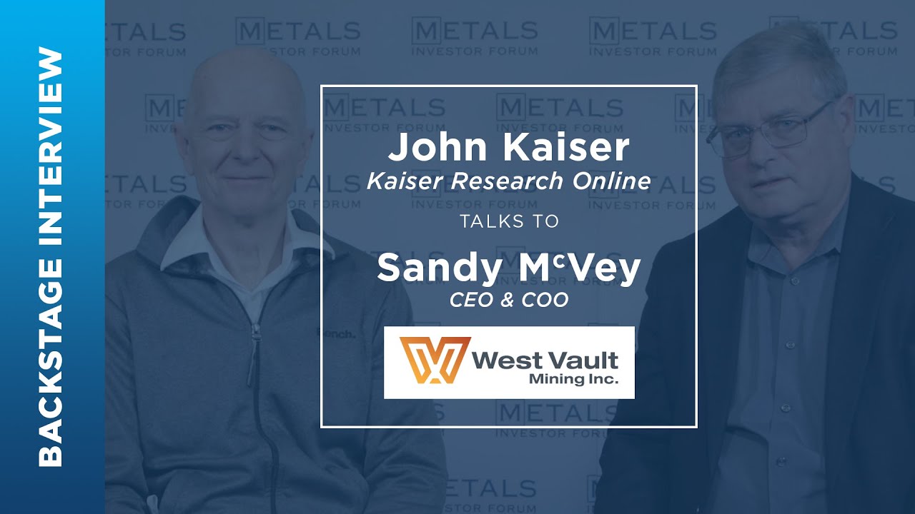 Sandy McVey of West Vault Mining Inc. talks to John Kaiser at Metals