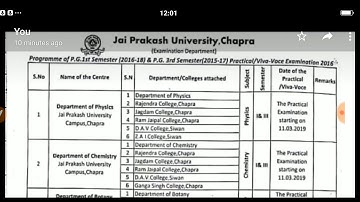 Jp University programme of pg 1st semester(2016-18) & pg 3rd semester2015-17 practical/viva exam