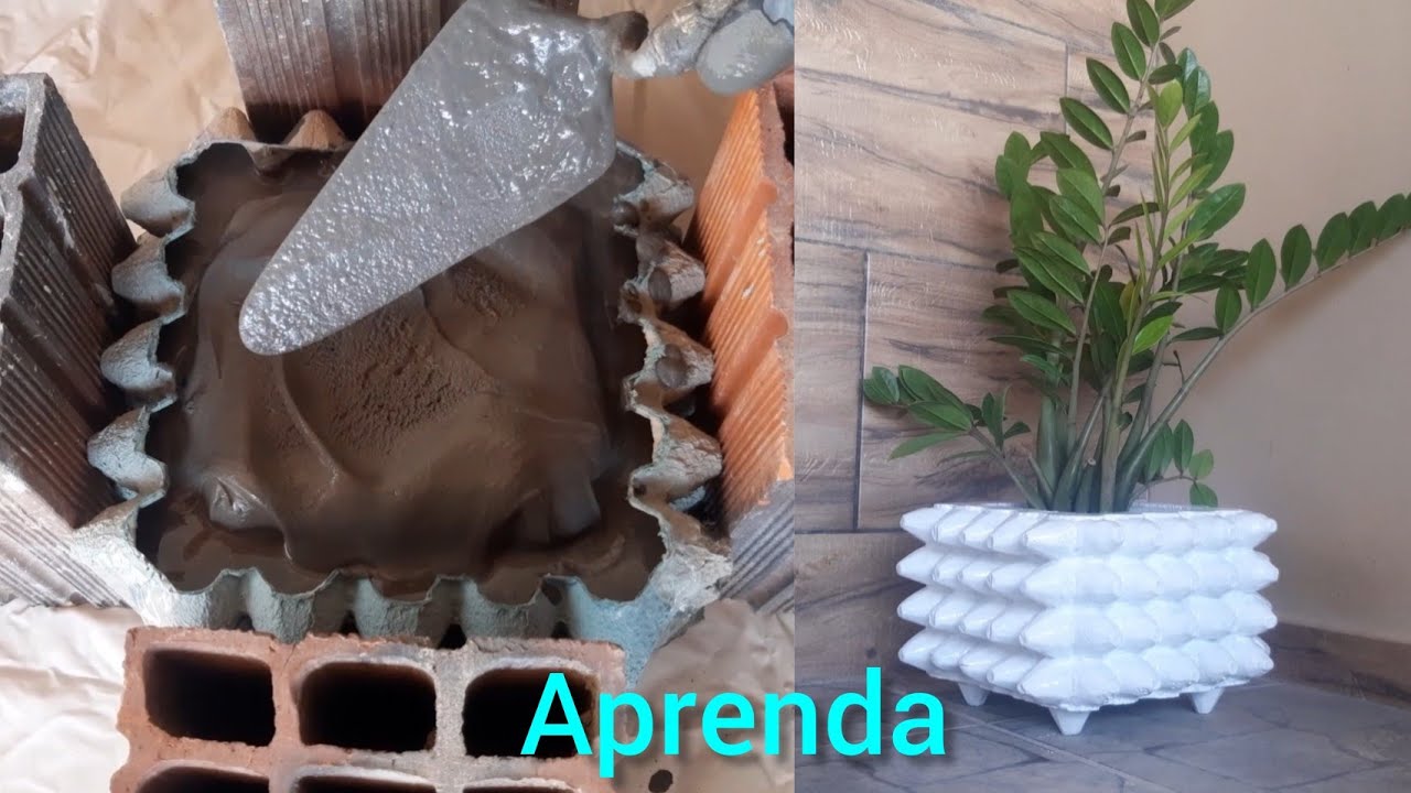 Como fazer um vaso de cimento e cartela de ovo? How to make a cement vase and egg carton.